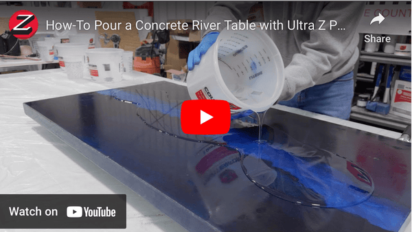 How To use Ultra Z Poxy Deep Pour Casting Resin to make a River Table - Concrete Countertop Solutions