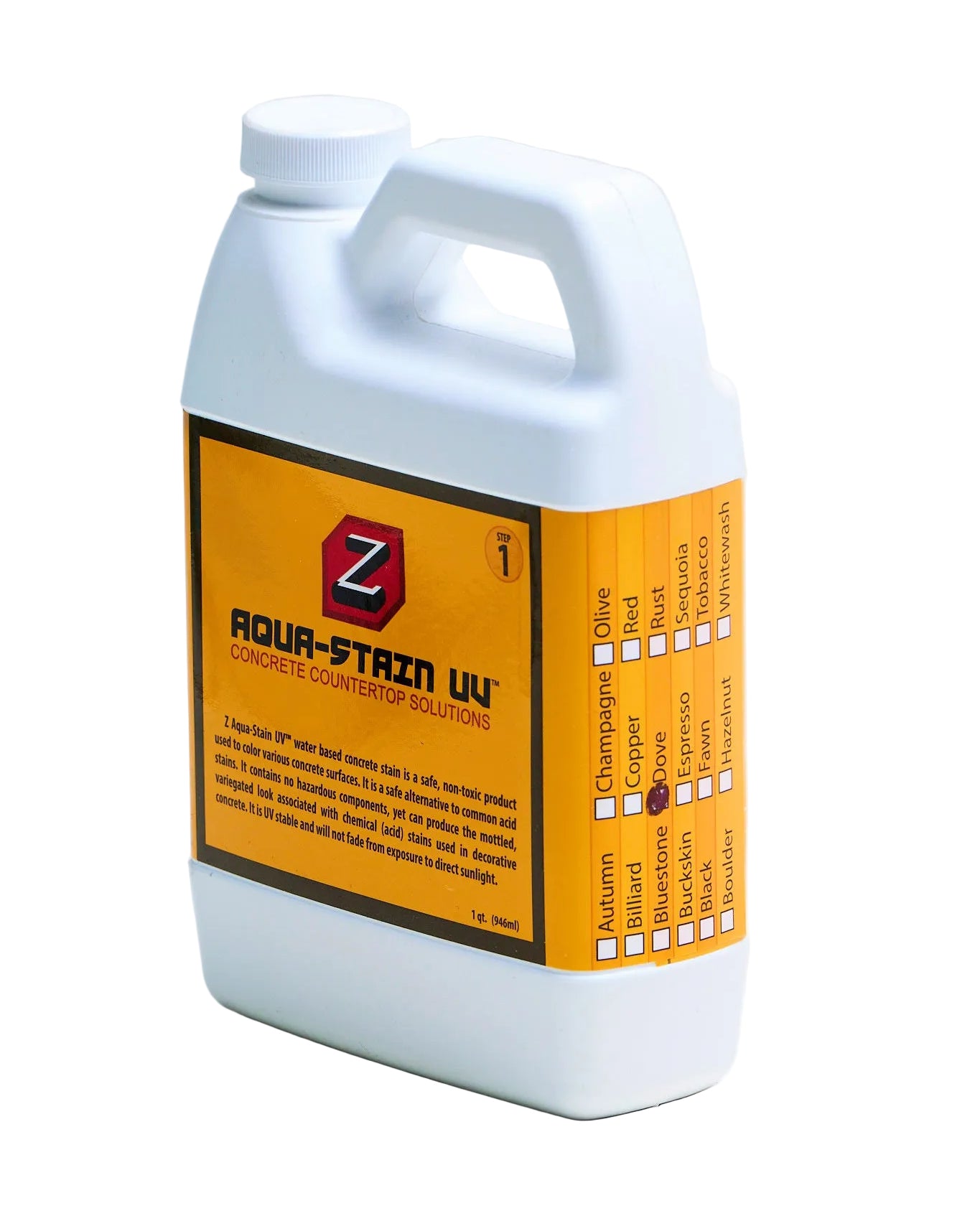 Water-based stain for concrete countertops