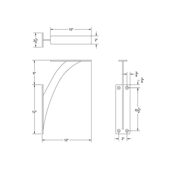 Floating Bar Support Floating Bar Bracket V6 - Concrete Bar Top | Counterform